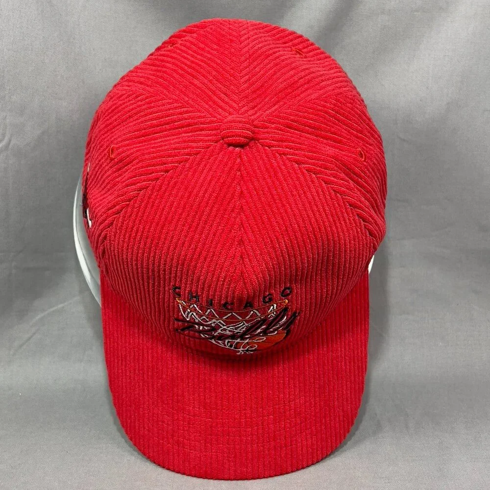 Chicago Bulls NBA Snapback Hat Cap 47 Brand Red Corduroy Golfer Retro Golf Mens - Picture 7 of 16